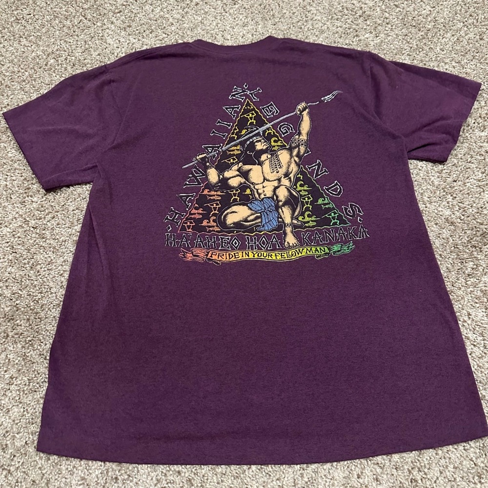 Vintage Tee Jays Mens Hawaiian Legends T Shirt Large Purple Preowned Made in USA